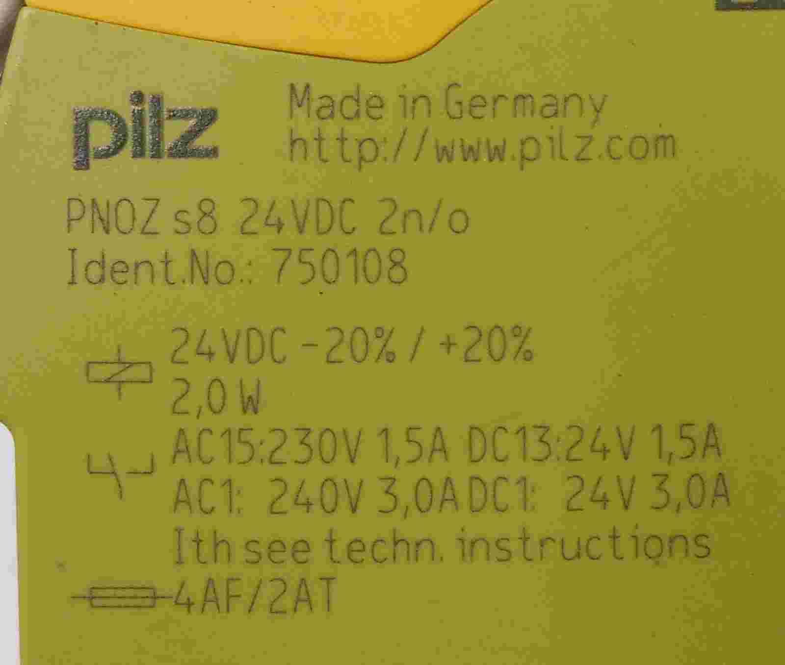 PNOZ s8 Pilz- Rơ le đồng bộ PNOZ s8 24VDC 2 n/o Pilz